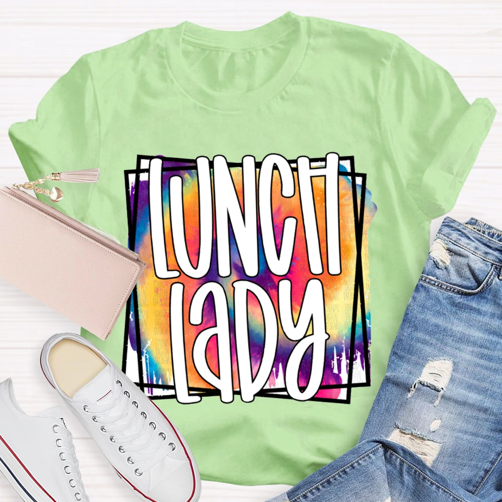 Lunch Lady Colorful Tie-Dye Print T-shirt