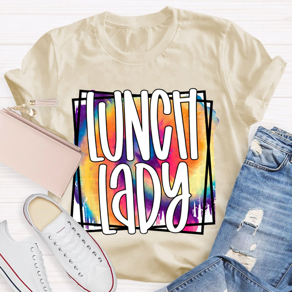 Lunch Lady Colorful Tie-Dye Print T-shirt