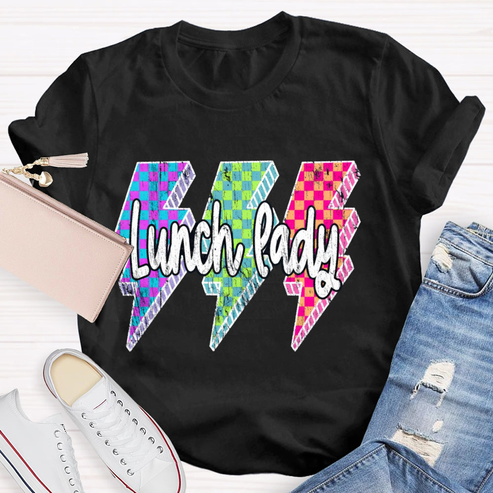 Lunch Lady Colored Checkered Lightning T-shirt