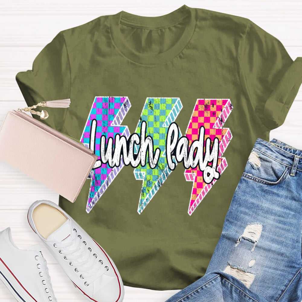 Lunch Lady Colored Checkered Lightning T-shirt