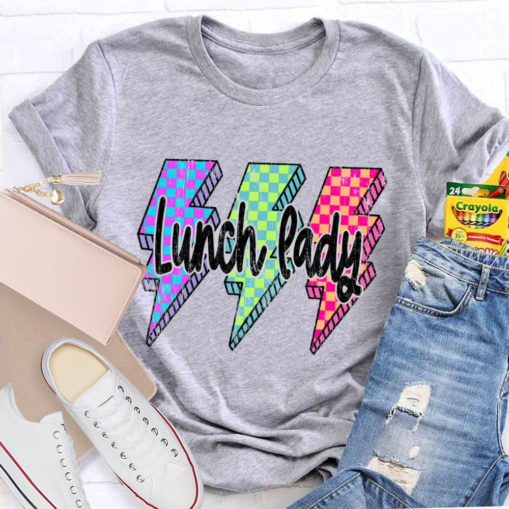 Lunch Lady Colored Checkered Lightning T-shirt