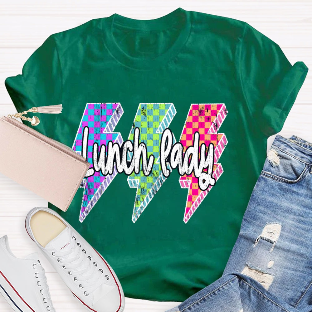Lunch Lady Colored Checkered Lightning T-shirt