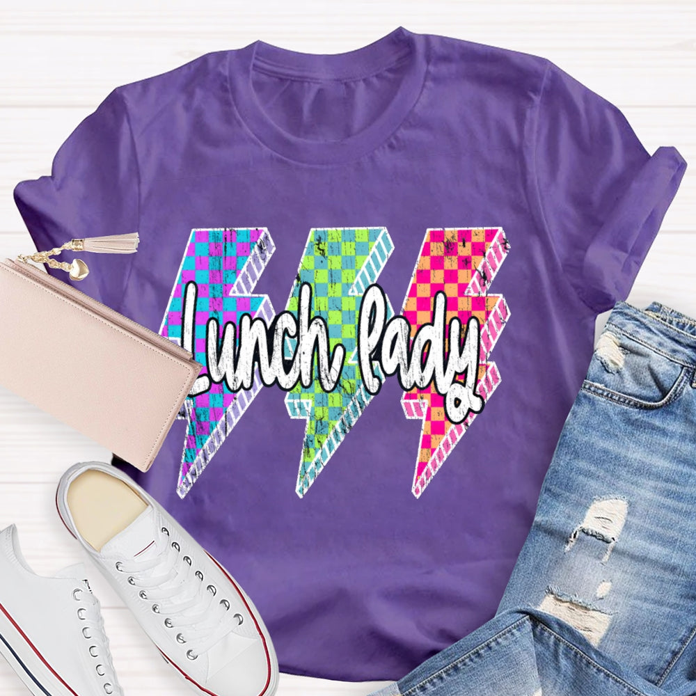 Lunch Lady Colored Checkered Lightning T-shirt