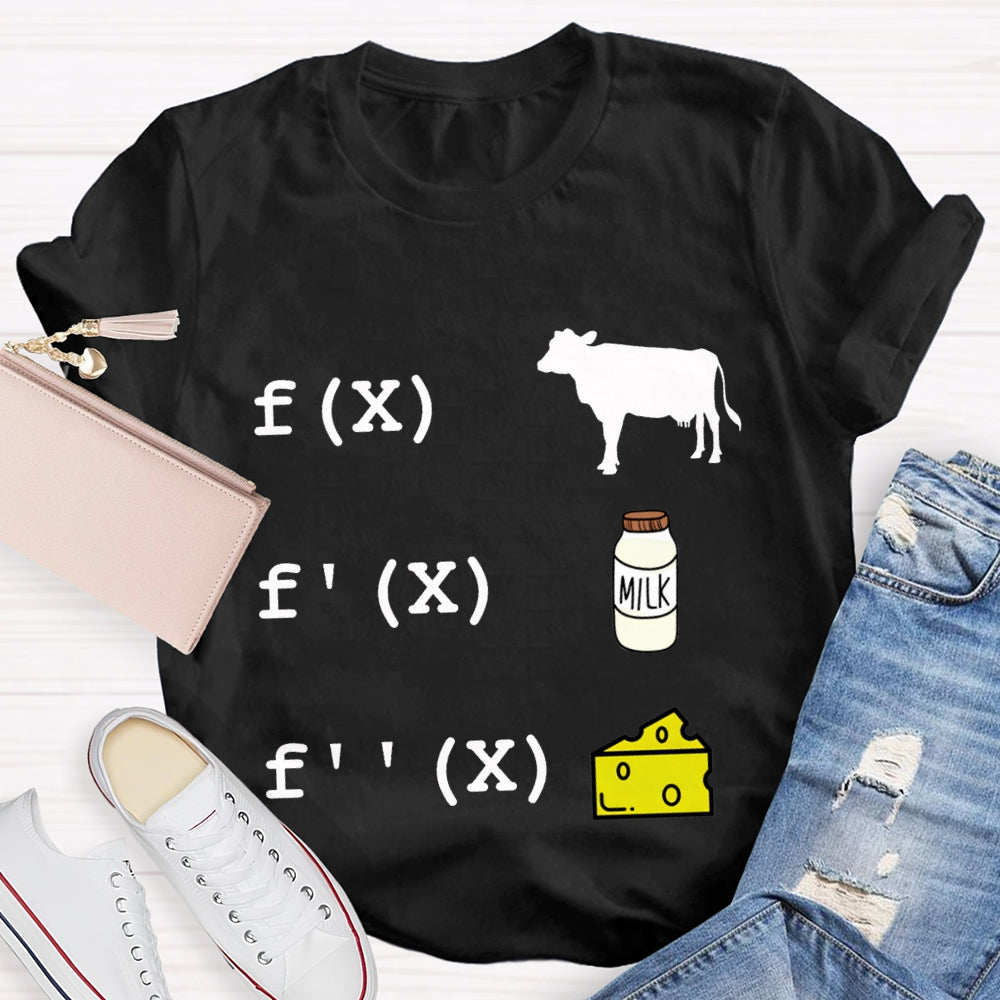 Cow Milk Cheese Formula Funny Math Teacher T-shirt