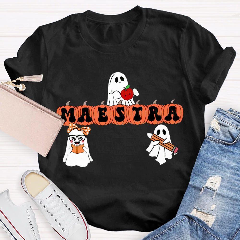 Maestra Bilingual Teacher Halloween T-shirt