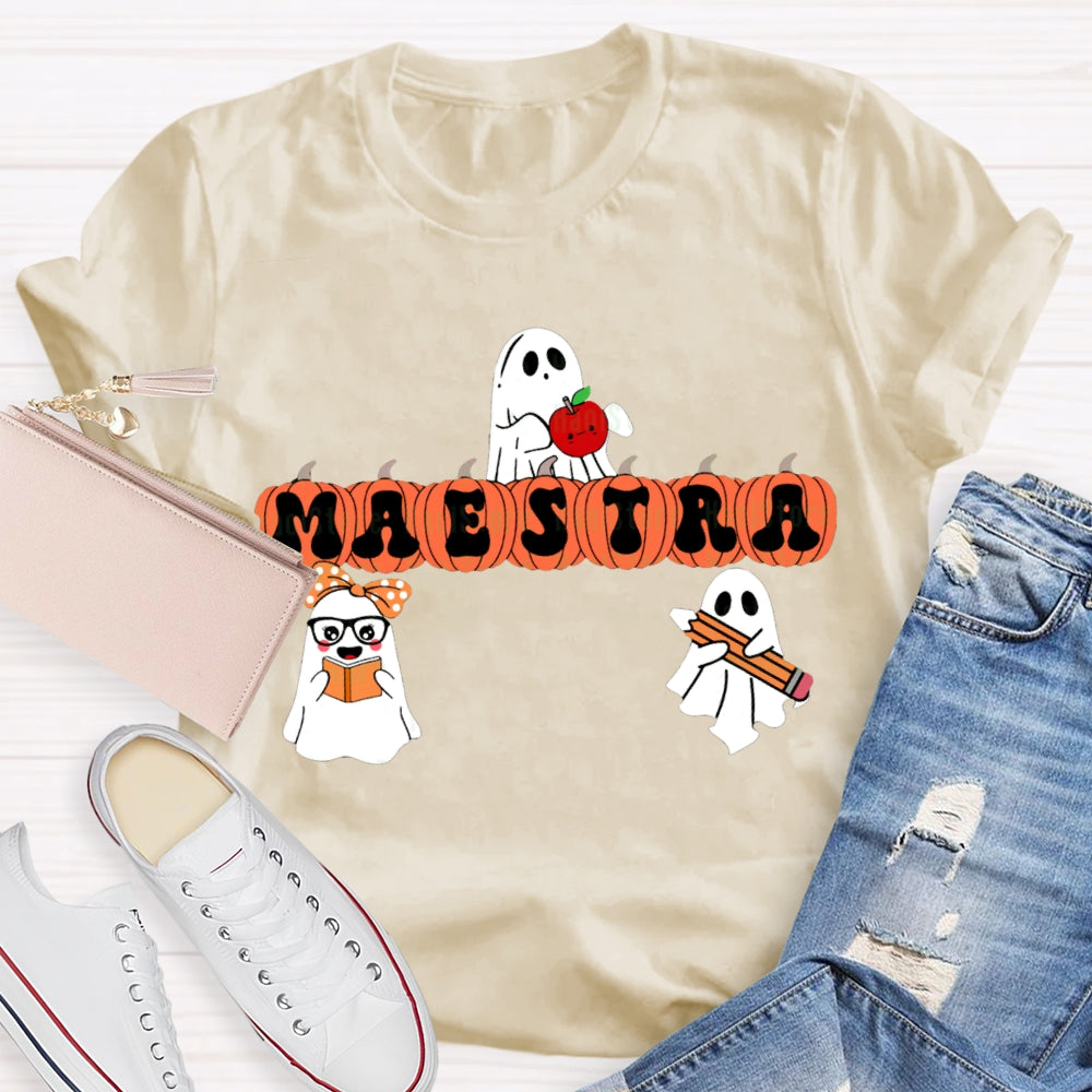 Maestra Bilingual Teacher Halloween T-shirt