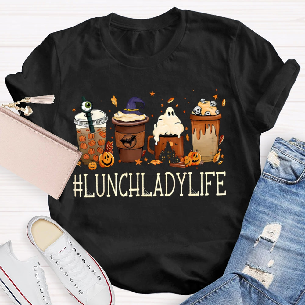 Lunch Lady Life Pumpkin Milk Tea Halloween T-shirt