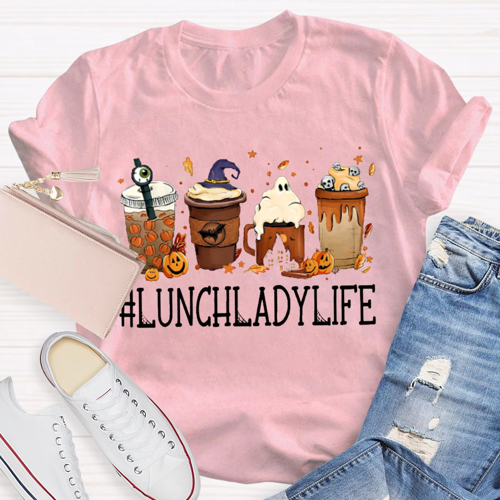 Lunch Lady Life Pumpkin Milk Tea Halloween T-shirt