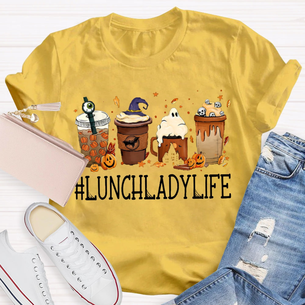 Lunch Lady Life Pumpkin Milk Tea Halloween T-shirt