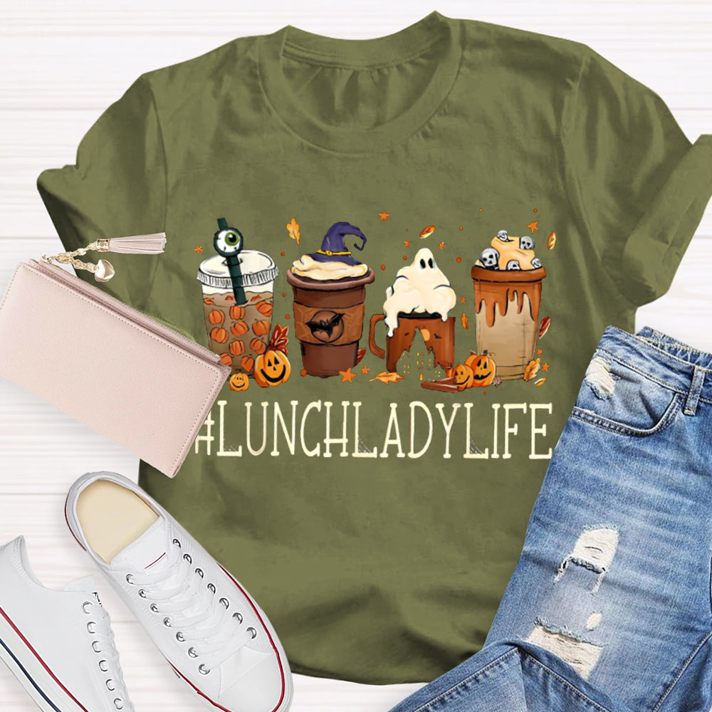 Lunch Lady Life Pumpkin Milk Tea Halloween T-shirt