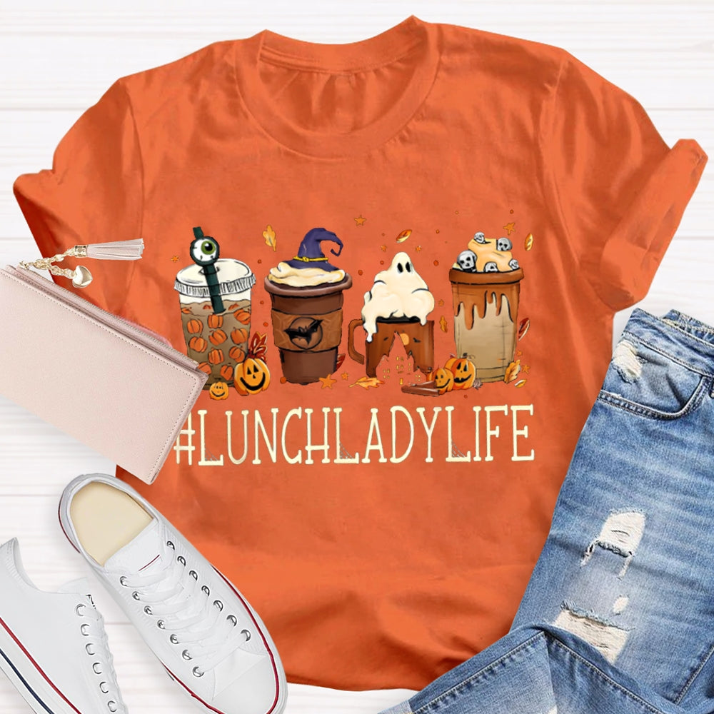 Lunch Lady Life Pumpkin Milk Tea Halloween T-shirt