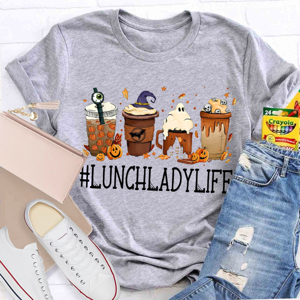 Lunch Lady Life Pumpkin Milk Tea Halloween T-shirt