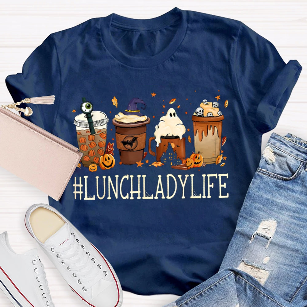 Lunch Lady Life Pumpkin Milk Tea Halloween T-shirt