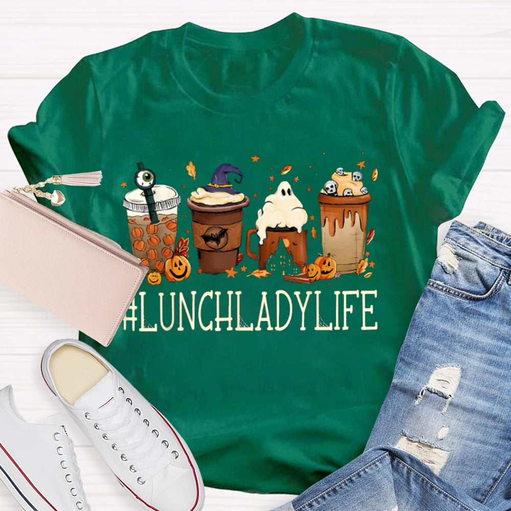 Lunch Lady Life Pumpkin Milk Tea Halloween T-shirt