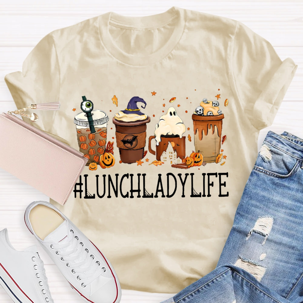 Lunch Lady Life Pumpkin Milk Tea Halloween T-shirt