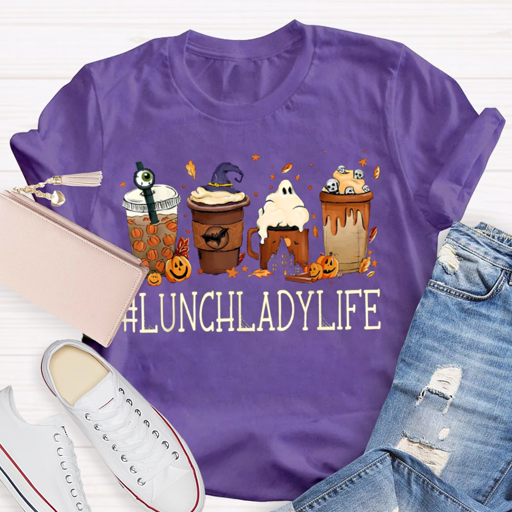 Lunch Lady Life Pumpkin Milk Tea Halloween T-shirt