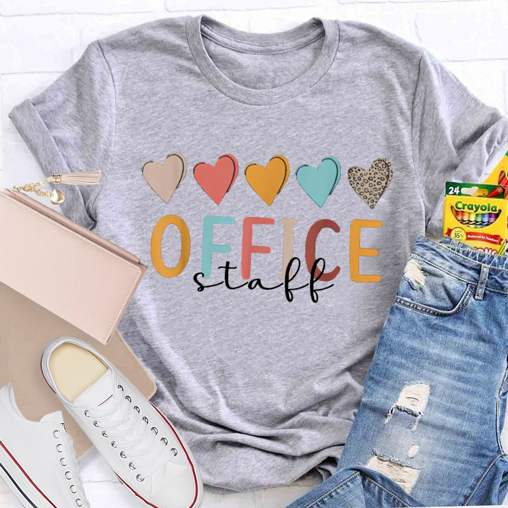 Office Staff Colorful Heart T-shirt