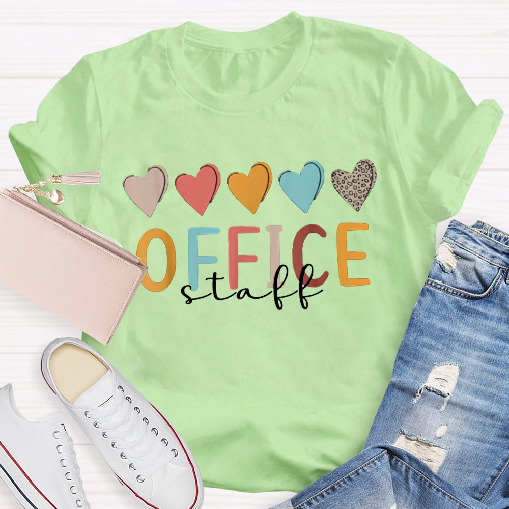 Office Staff Colorful Heart T-shirt