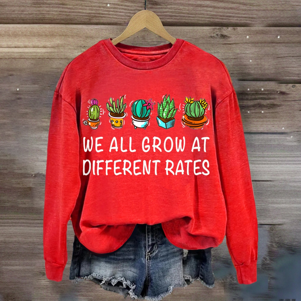 We All Grow At Different Rates Plants In Colorful Pots sweatshirt