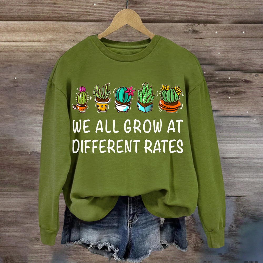 We All Grow At Different Rates Plants In Colorful Pots sweatshirt