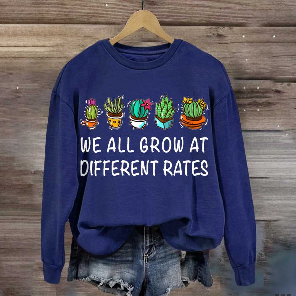 We All Grow At Different Rates Plants In Colorful Pots sweatshirt