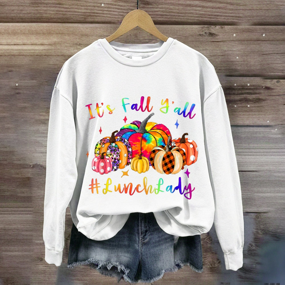 It'S Fall Y'All Lunch Lady Colorful Pumpkins sweatshirt