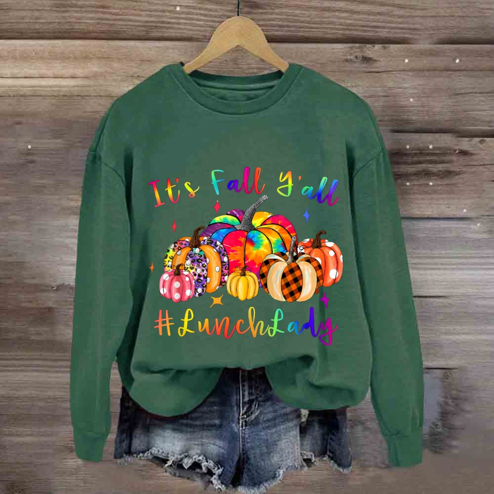 It'S Fall Y'All Lunch Lady Colorful Pumpkins sweatshirt