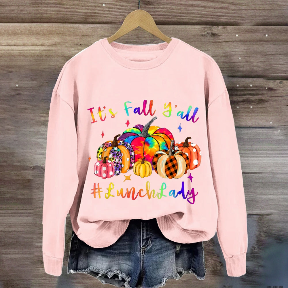 It'S Fall Y'All Lunch Lady Colorful Pumpkins sweatshirt