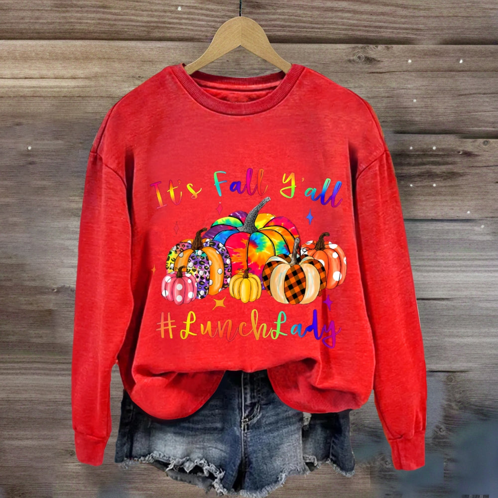 It'S Fall Y'All Lunch Lady Colorful Pumpkins sweatshirt