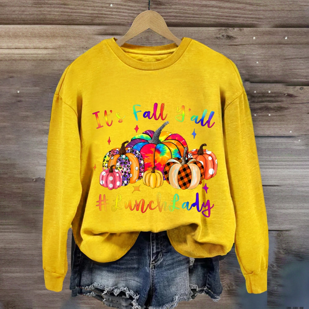 It'S Fall Y'All Lunch Lady Colorful Pumpkins sweatshirt