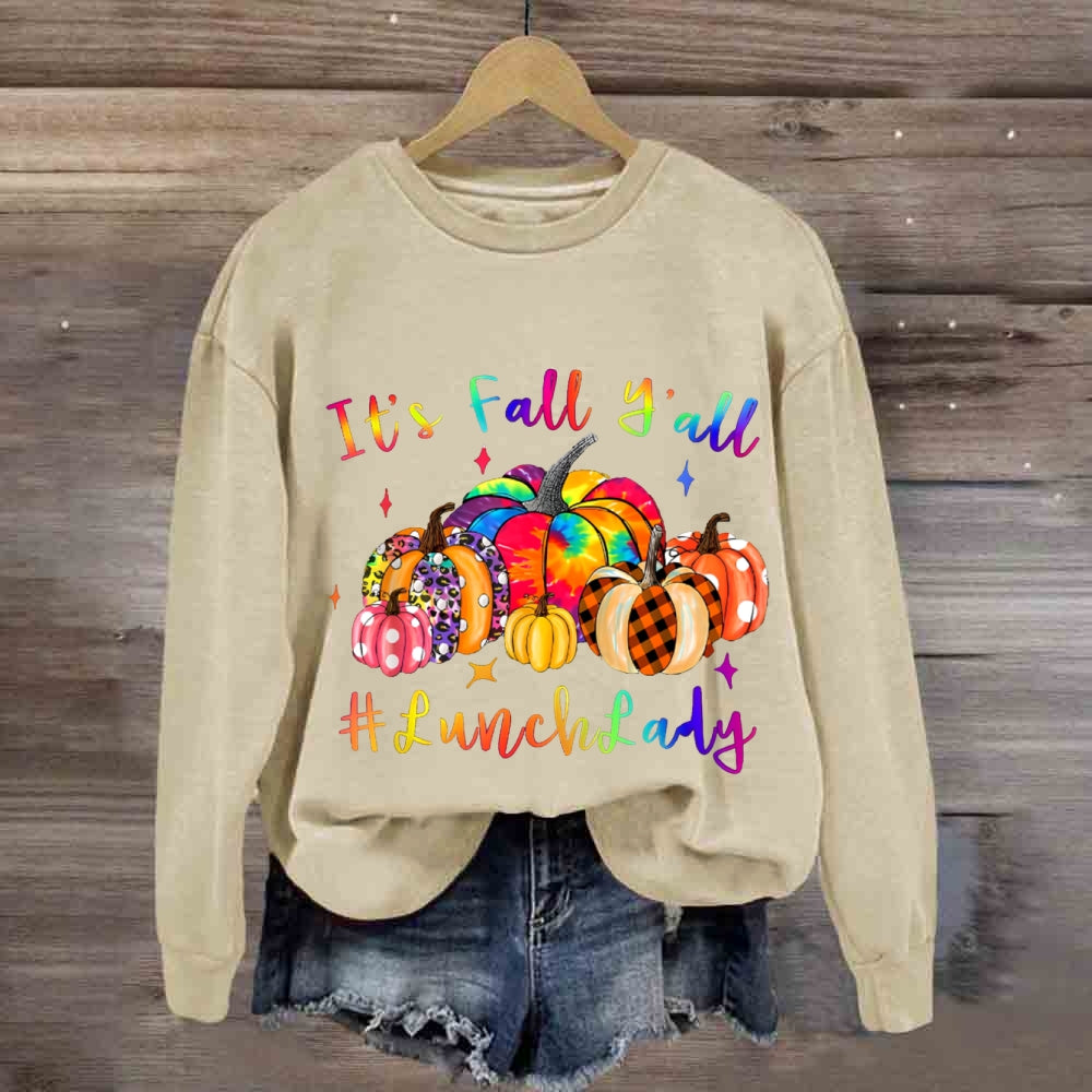 It'S Fall Y'All Lunch Lady Colorful Pumpkins sweatshirt