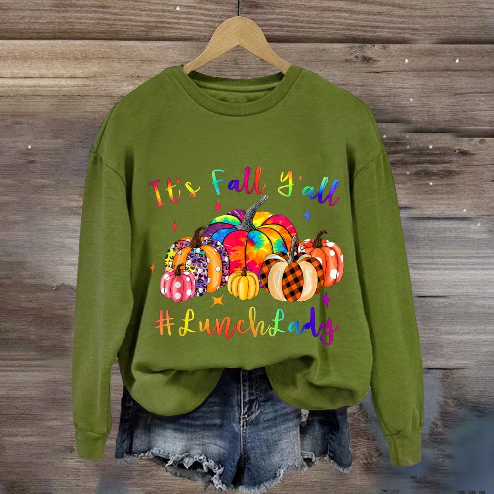 It'S Fall Y'All Lunch Lady Colorful Pumpkins sweatshirt