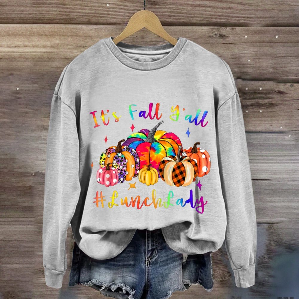It'S Fall Y'All Lunch Lady Colorful Pumpkins sweatshirt