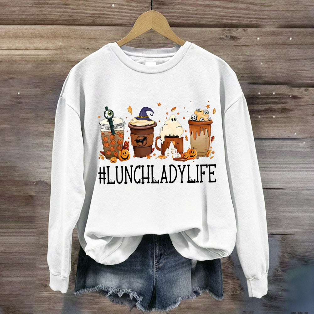 Lunch Lady Life Pumpkin Milk Tea Halloween sweatshirt