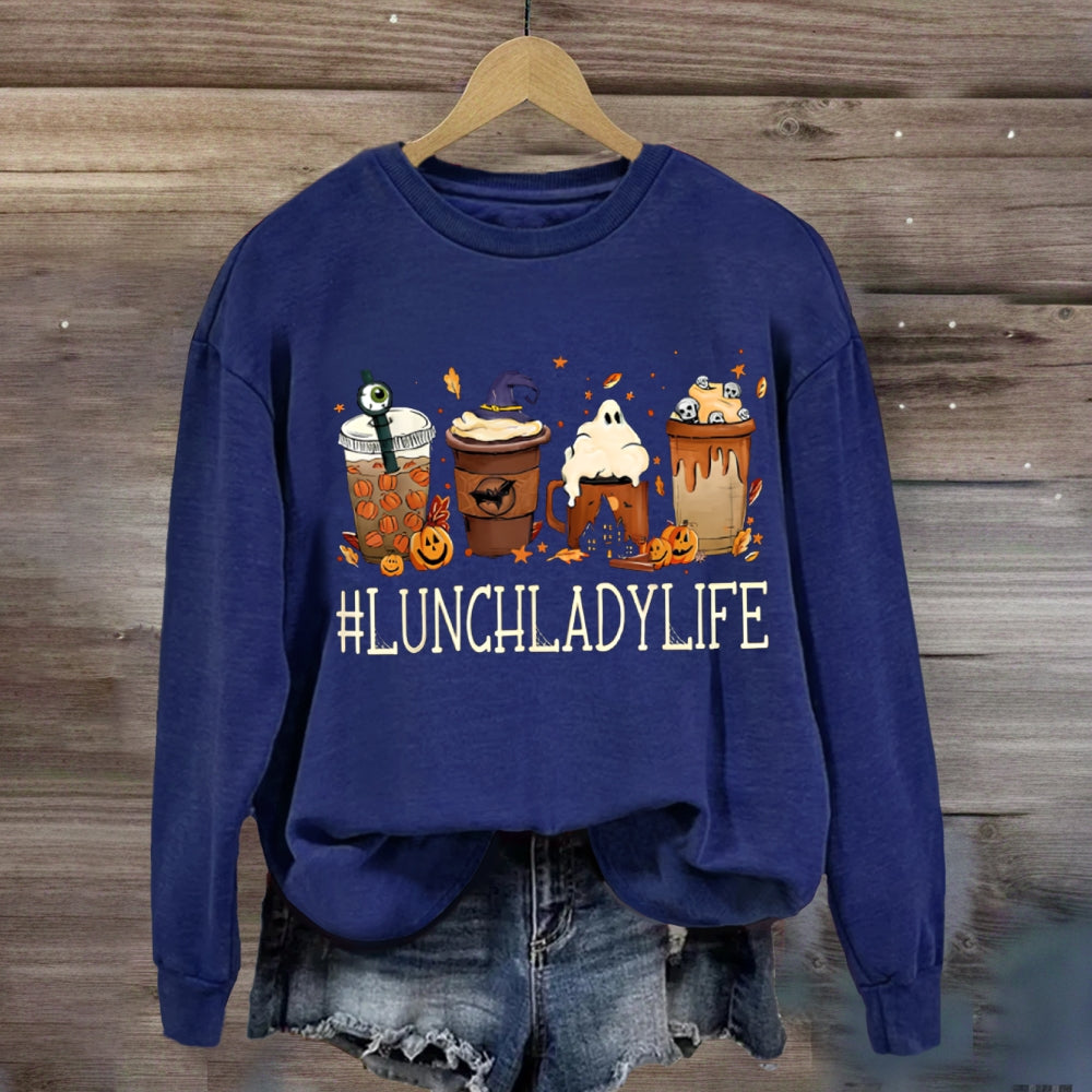Lunch Lady Life Pumpkin Milk Tea Halloween sweatshirt
