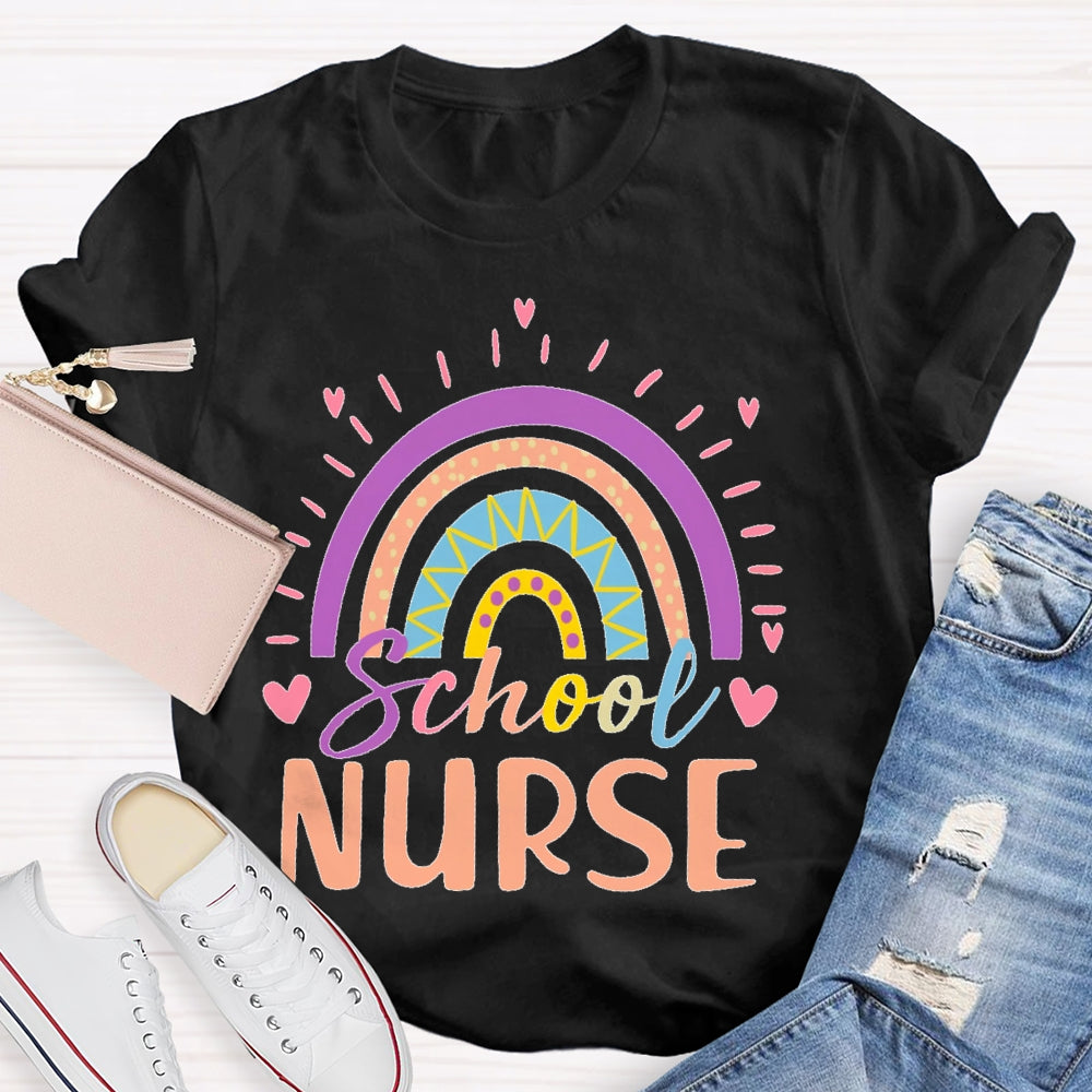School Nurse Rainbow Letters  T-shirt