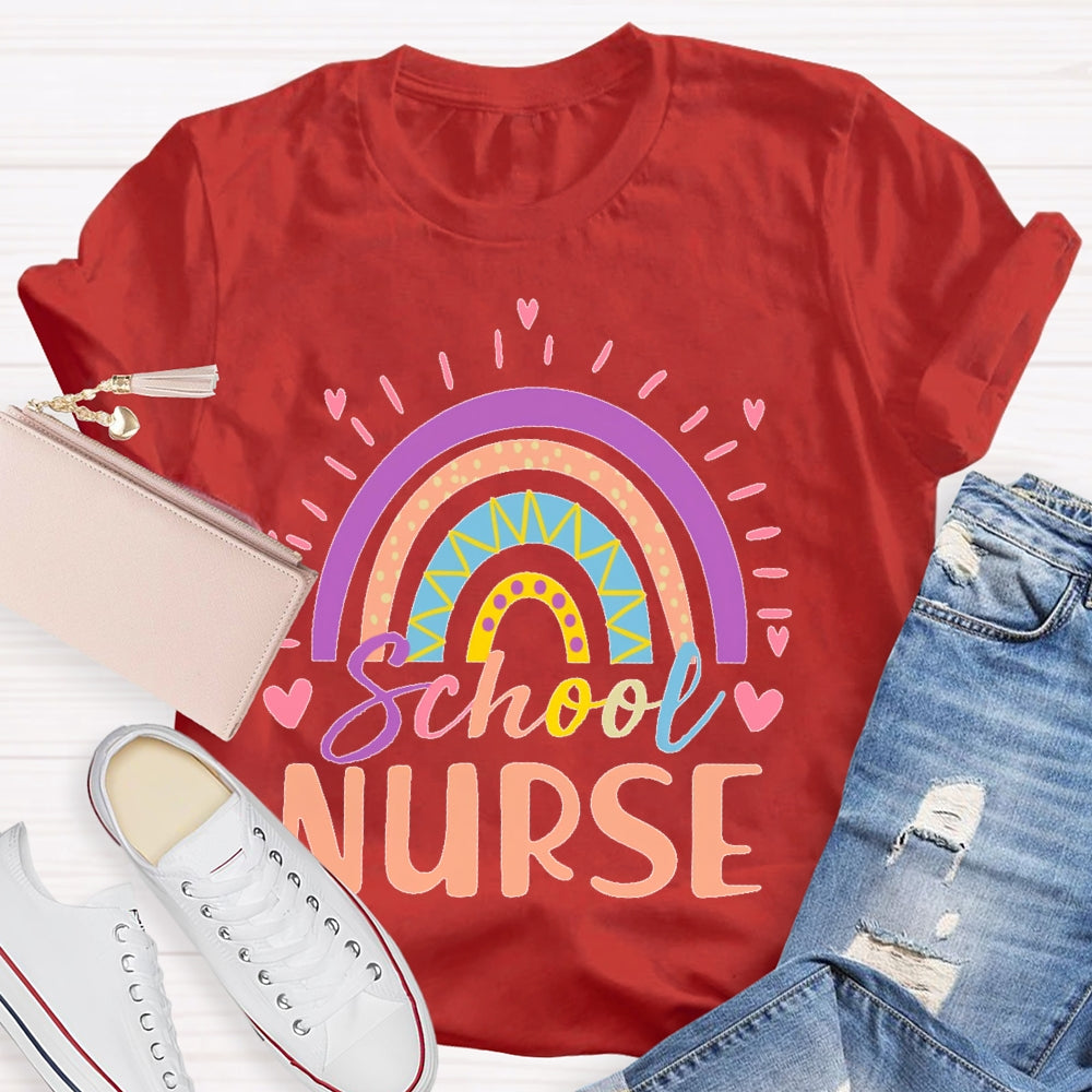 School Nurse Rainbow Letters  T-shirt