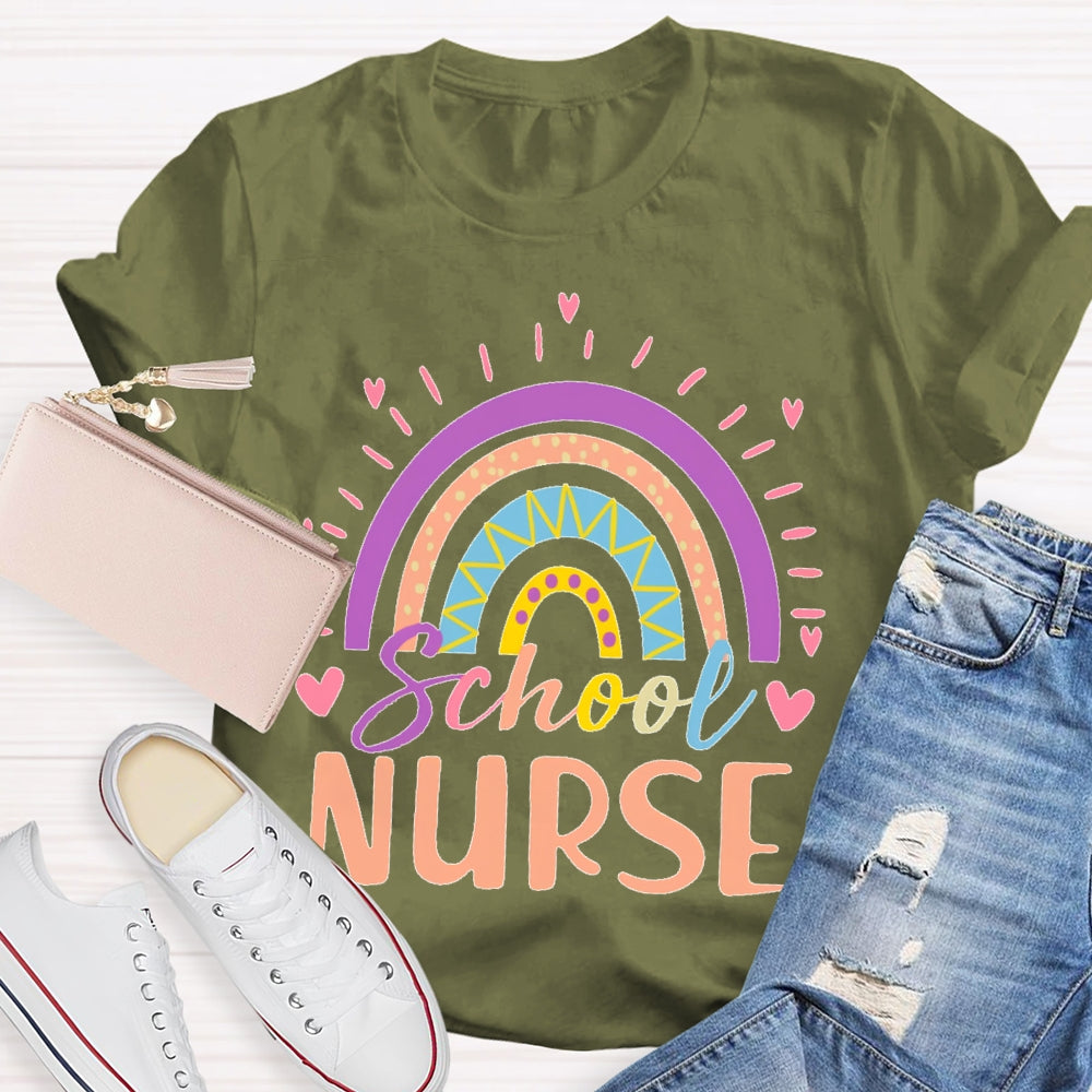 School Nurse Rainbow Letters  T-shirt