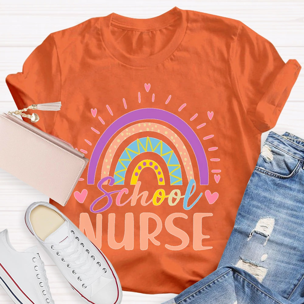 School Nurse Rainbow Letters  T-shirt