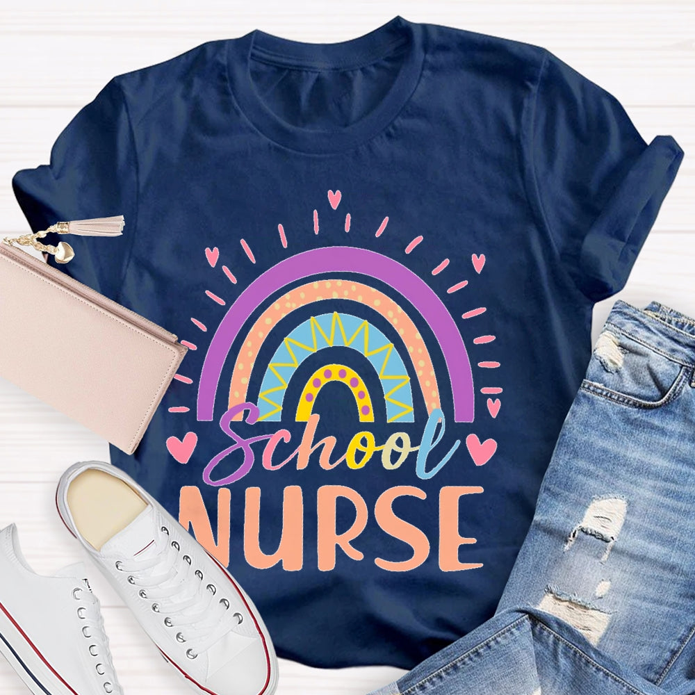 School Nurse Rainbow Letters  T-shirt
