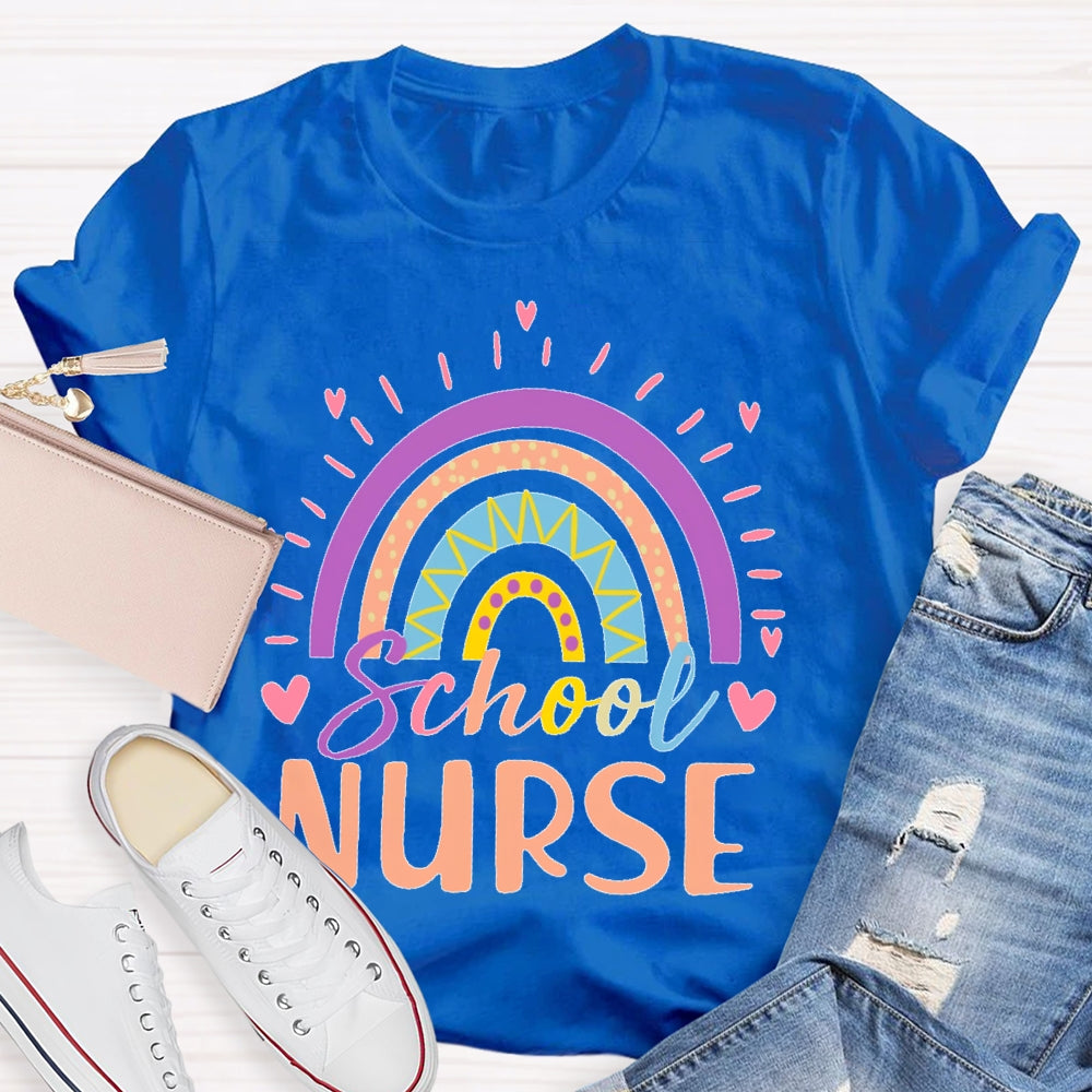 School Nurse Rainbow Letters  T-shirt