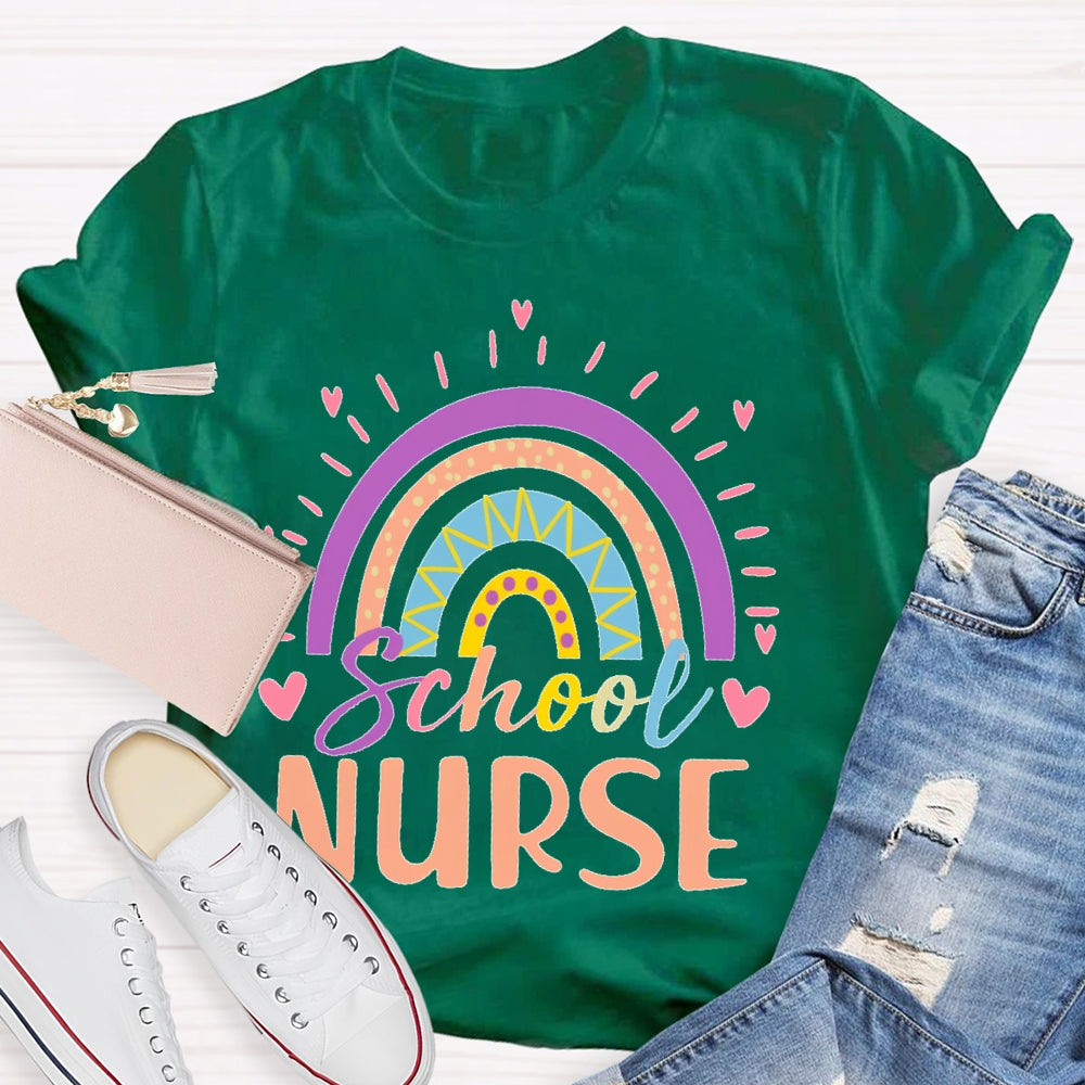 School Nurse Rainbow Letters  T-shirt