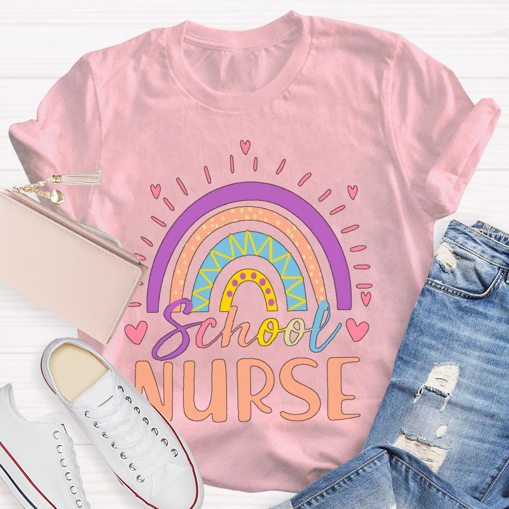 School Nurse Rainbow Letters  T-shirt