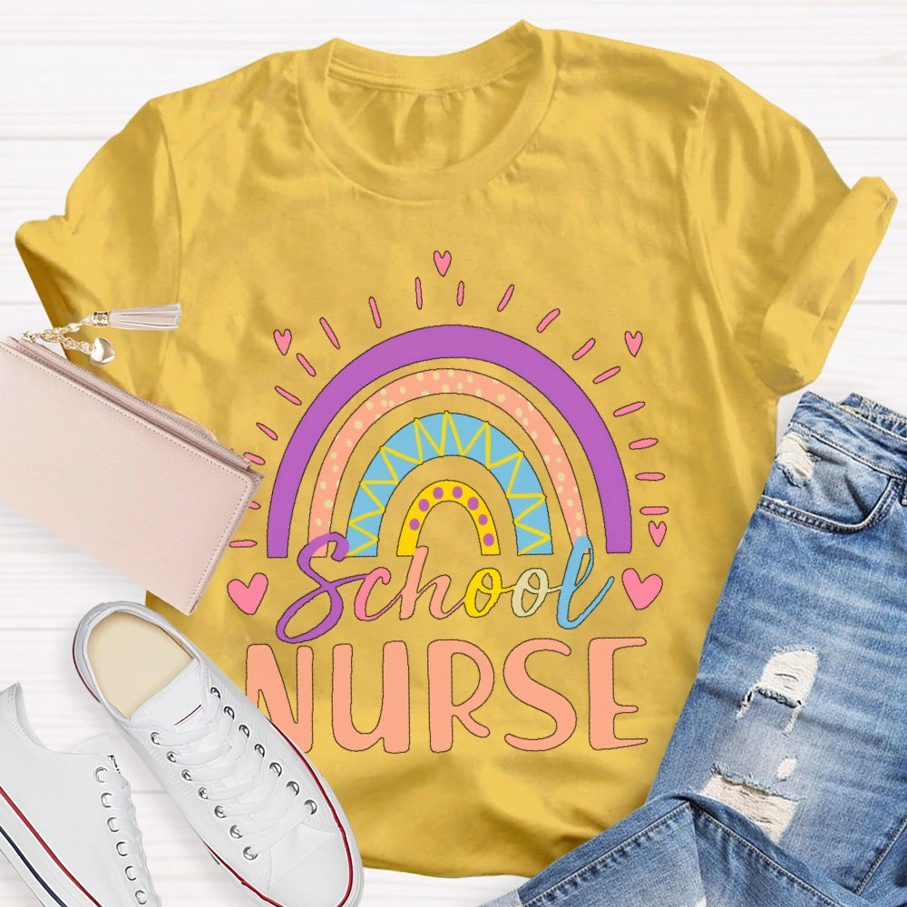 School Nurse Rainbow Letters  T-shirt
