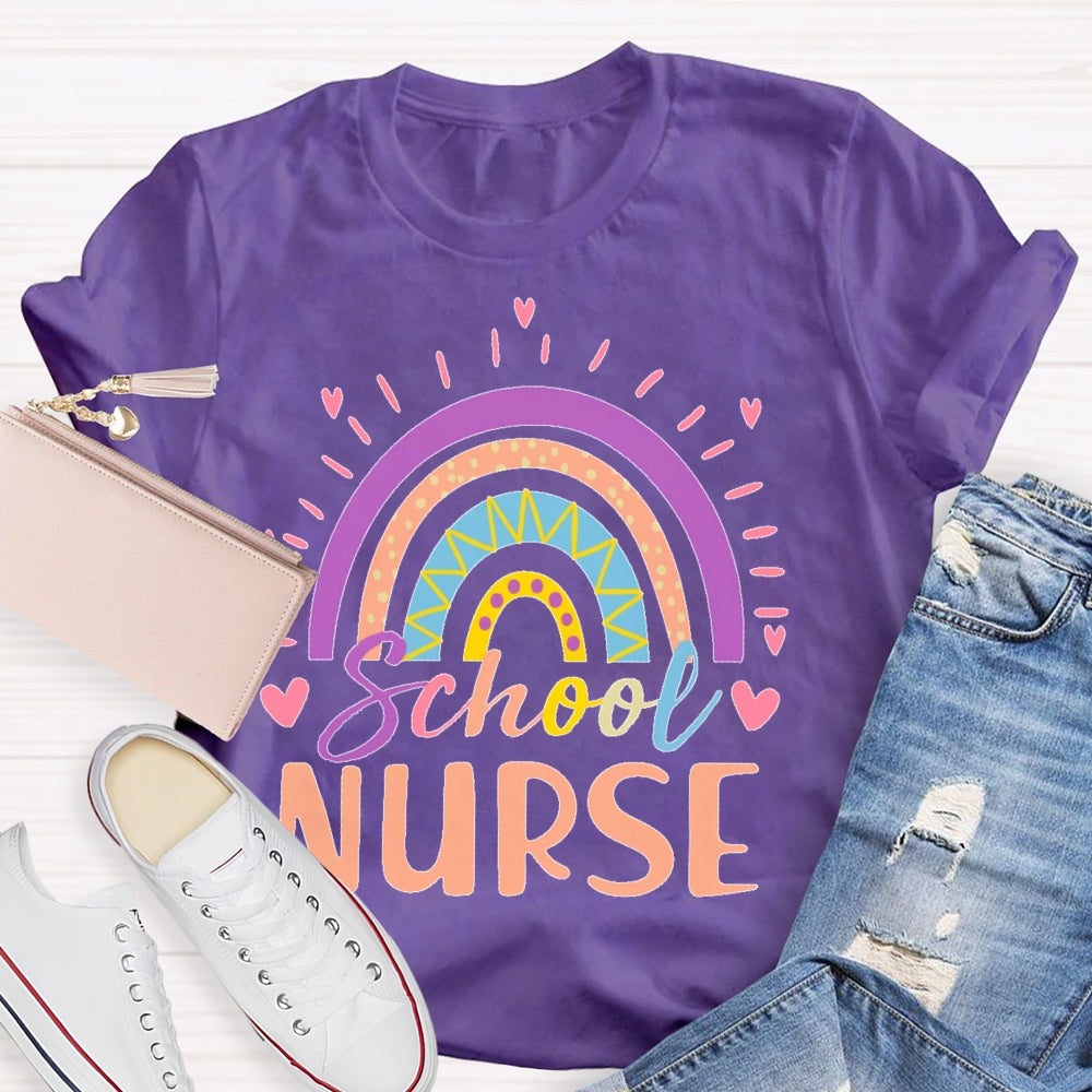 School Nurse Rainbow Letters  T-shirt