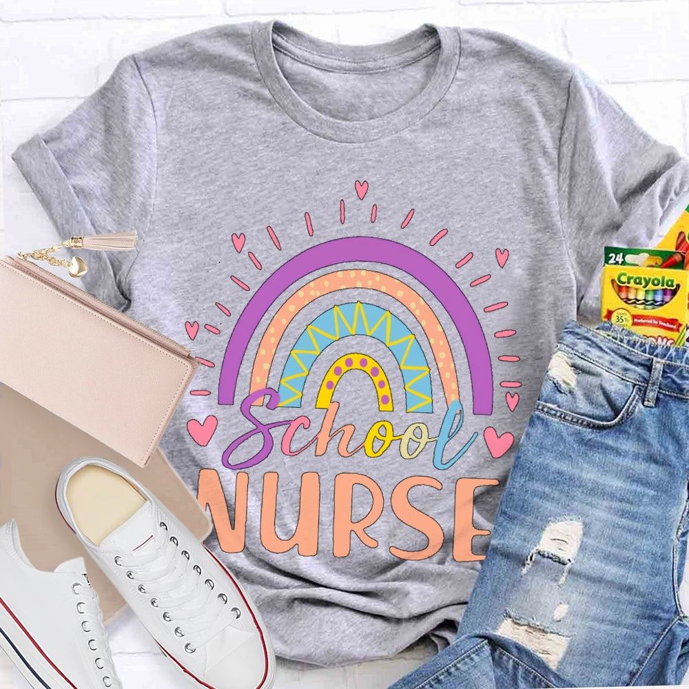 School Nurse Rainbow Letters  T-shirt