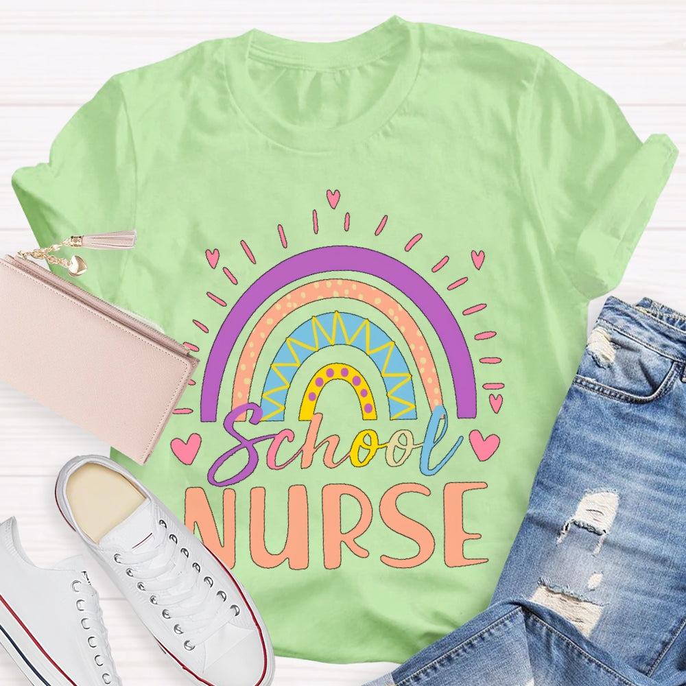 School Nurse Rainbow Letters  T-shirt