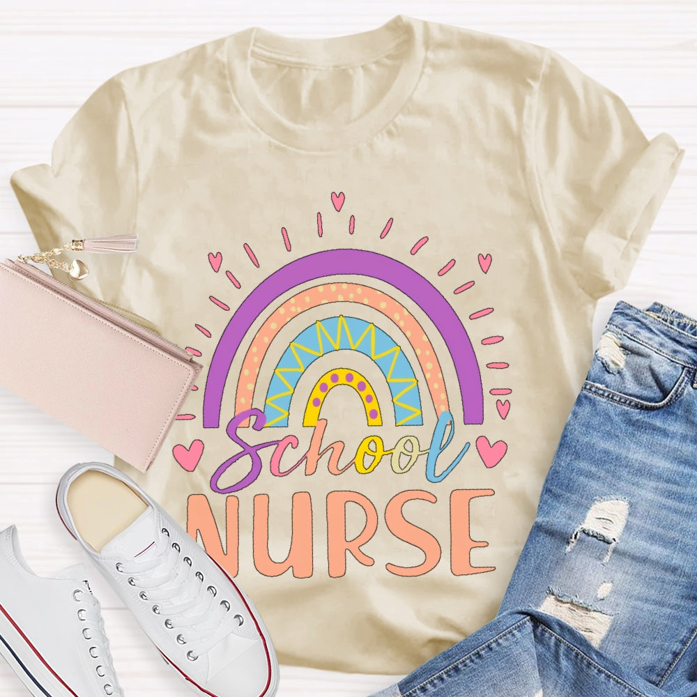 School Nurse Rainbow Letters  T-shirt