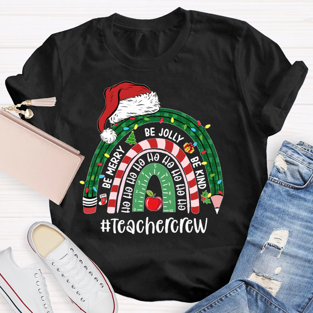 Teacher Crew Christmas Rainbow T-shirt