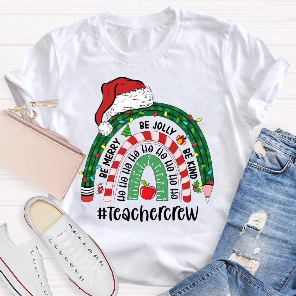 Teacher Crew Christmas Rainbow T-shirt